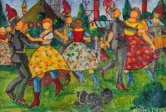 Paweł Wróbel, TANIEC, 1977, olej, płótno naklejone na tekturę