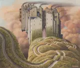 Jacek Yerka, ZACHODNI WIATR, 2022, pastel, papier naklejony na tekturę