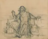 Jan Matejko, SZKIC DO OBRAZU ASTRONOM KOPERNIK, ok. 1871, ołówek, papier