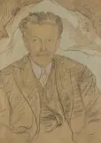 Stanisław Ignacy Witkiewicz, PORTRET CZESŁAWA JANKOWSKIEGO, 1923, pastel, papier jasnobrązowy