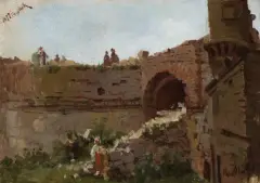 Kazimierz Alchimowicz, MURY OBRONNE, 1877, olej, płótno naklejone na tekturę
