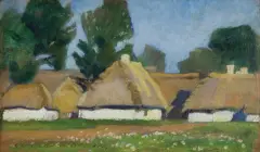 Stanisław Czajkowski, CHATY, 1921, olej, tektura