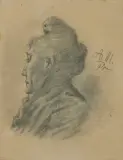 Adolf von Menzel, PORTRET KOBIETY, 1894, ołówek, papier