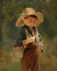 Karl Witkowski, MAŁY OGRODNIK, olej, płótno