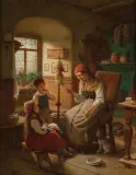 Ernst Hader, U BABCI, olej, płótno
