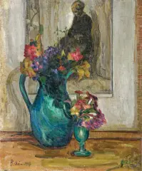 MARTWA NATURA Z BUKIETEM KWIATÓW by Jan Peske, 1907, olej, płótno, sold Oct 2022