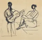 PRYWATNY KONCERT by Zygmunt Menkes, marker, paper, sold Oct 2022