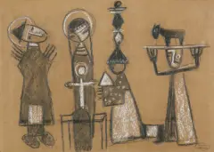 Jean Lambert-Rucki, POKŁON TRZECH KRÓLI, ok. 1930, węgiel, ołówek, papier