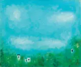 PEJZAŻ by Jerzy Nowosielski, 1995, olej, płótno, offered Oct 2022