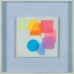 KOMPOZYCJA by Henryk Stażewski, 1980, akryl, ołówek, płyta nakl. na płytę pilśniową, offered Oct 2022
