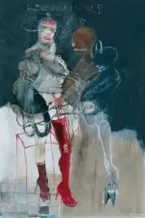 Henryk Cześnik, ZUZANNA I STARCY, 2015, olej, collage, płótno