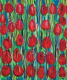 CZERWONE TULIPANY by Edward Dwurnik, 2008, akryl, płótno, sold Oct 2022