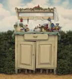 Jacek Yerka, SZAFKARNIA, 1990, akryl, płótno