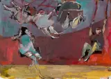 Stanisław Frenkiel, HUŚTAWKI, 1982, olej, gwasz, papier