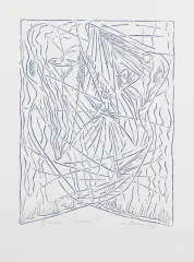 CHORĄGIEW VI by Jerzy Panek, 1962, drzeworyt, papier kremowoszary żeberkowy, offered Oct 2022