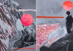 WZGÓRZA (DYPTYK) by Monika Stolarska, 2022, collage, papier, sold Oct 2022