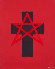 Jerzy Truszkowski, HER STAR ON HIS CROSS, 1984, olej, ołówek, płótno