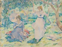 W OGRODZIE by Włodzimierz Błocki, 1916, akwarela, ołówek, papier, sold Sep 2022