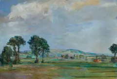 PEJZAŻ Z PODGÓRZA by Stephan Filipkiewicz, olej, płótno, sold Sep 2022