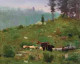 Roman Bratkowski, NA ZBOCZU LASU, ok. 1904, olej, deska