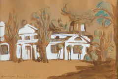 Jeremi Kubicki, PAŁACYK WE FRASCATI, 1929, akwarela, ołówek, kredka, papier