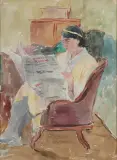 Leonard Pekalski, ZACZYTANA, 1934, akwarela, ołówek, papier