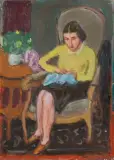 Henryk Hayden, PORTRET ŻONY W FOTELU, lata 40. XX w., olej, płótno
