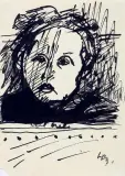 Józef Czapski, Portret, tusz pióro, pędzel, papier