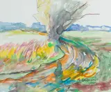 Sergiusz Grudkowski, PORANEK W SŁOŃCU, Z CYKLU „MAZOWSZE”, 2005, akwarela, papier
