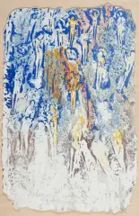 Marek Jaromski, Niebo, 1997, linoryt barwny, papier preparowany ręcznie