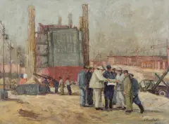 Stanisław Krzyształowski, Brygada Motyki, 1953, olej, płótno