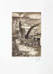 BLIŻSZY ZASIĘG by Leszek Rózga, 1981, akwaforta sepiowa, papier, offered Aug 2022