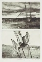 Jan Szmatloch, PEJZAŻE, 1981, akwaforta, papier, odbitka z 2 płyt