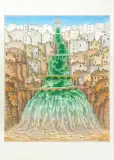 Limpopo z mostami by Jacek Yerka, 2022, kredki, ołówek, papier, sold Aug 2022