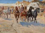 Stanisław Kaczor-Batowski, SCENA W MIASTECZKU, 1927, olej, płótno