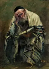 Adolf Behrman, TALMUDYSTA, po 1910, olej, płótno naklejone na płytę