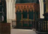 Bronisława Rychter-Janowska, WNĘTRZE KATEDRY WAWELSKIEJ, olej, tektura