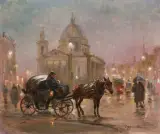 PLAC TRZECH KRZYŻY W WARSZAWIE by Czesław (I. Zygmuntowicz) Wasilewski, olej, płótno, sold Jun 2022