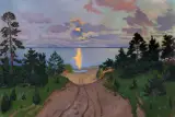 Ludwik Leszko, JEZIORO W DRYŚWIATACH, 1932, olej, tektura