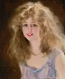 Tadeusz Styka, DZIEWCZYNA W PERŁACH, olej, tektura