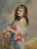 Bolesław Szańkowski, DZIEWCZYNA Z POLNYMI KWIATAMI, ok. 1938, olej, płótno