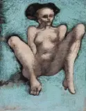 Jan Lebensztejn, AKT (NUE), 1969, pastel, tusz pióro, pędzel, papier