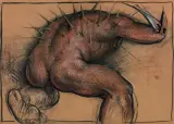 BEZ TYTUŁU by Franciszek Starowieyski, 1994, pastel, węgiel, papier beżowy, sold Jun 2022