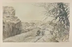 Jan Lebensztejn, WIELKI KANION (GRAND CANYON), 1982, tusz pióro, pastel, papier