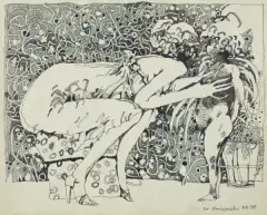 Zbysław Maciejewski, WENUS I AMOR, 1984, tusz pióro, pędzel, papier kremowy