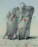 Stasys Eidrigevičius, PTAKI, lata 90. XX w., pastel, papier