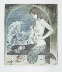 Syrenka by Marian Paweł Bocianowski, 1982, akwaforta barwna, papier, sold Jun 2022