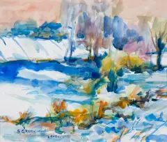 Sergiusz Grudkowski, NIEBIESKA DOLINA, Z CYKLU "MAZOWSZE", 2005, akwarela, papier