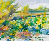 Sergiusz Grudkowski, W ŚRODKU LATA, Z CYKLU "MAZOWSZE", 2005, akwarela, papier