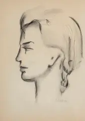 Roman Opałka, Profil kobiety, węgiel, papier kremowy